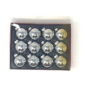 Vintage Rite Aid Glass Ball Christmas Ornaments 12 Silver Tree Decorations